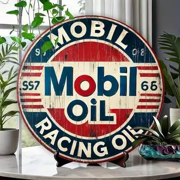 Набор старинных металлических вывесок Mobil Racing, железная конструкция, настенный декор, напечатанный на 2D-принтере, для винтажного гаража и домашнего декора чёрный