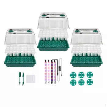Набор стартовых лотков для семян с подсветкой, лотки для проращивания растений с освещением для выращивания растений