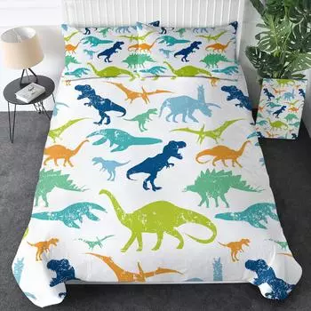 Набор стеганого одеяла с принтом динозавров, трехпредметный, цифровая печать, домашний текстильный комплект, домашний текстиль EU single 135*200
