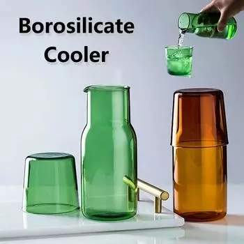 Набор стеклянных чашек на 500 мл, простая термостойкая чашка для питья сока с кувшином для чая, бутылка для воды, посуда для напитков синего цвета 500ml