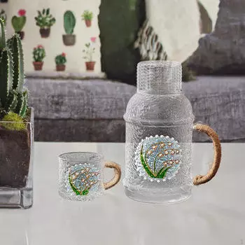 Набор стеклянных кувшинов объемом 2 л для использования в холодильнике, многофункциональный кувшин для воды, кофе и лимонада lily of the valley