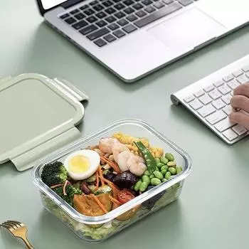 Набор стеклянных ланч-боксов, контейнеры для хранения продуктов с герметичной крышкой, стеклянный ланч-бокс для обеда дома, кухни, офиса 410ML розовый