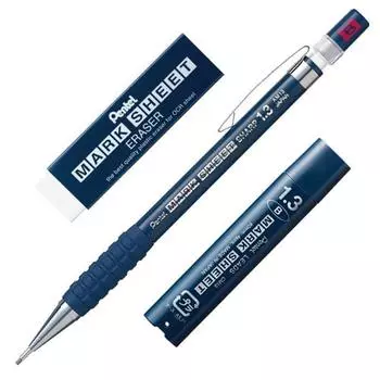 Набор стержней с ластиком для механического карандаша Pentel Mark Sheet B AMZ-AM113B-SET синий