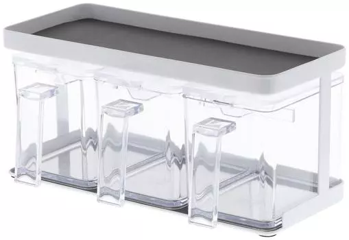 Набор стоек для хранения приправ Yamazaki Jitsugyo Seasoning, белый 3343, контейнер и башня, 3 шт. белый