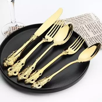 Набор столовой посуды, 30 шт., роскошные винтажные столовые приборы в стиле вестерн, нож из нержавеющей стали 18/10, чайная ложка, набор столовых приборов, кухонная посуда серебряный