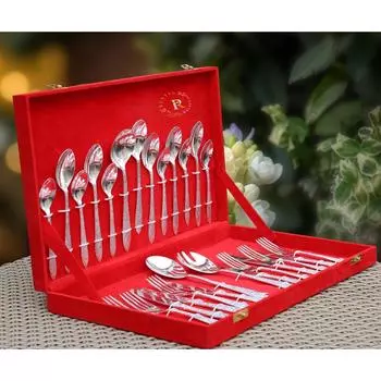 Набор столовых ложек из латуни - 27 шт. | Латунный металл, посеребренный, полированный | Декор для столовых приборов для дома |