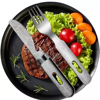 Набор столовых приборов для пикника, нержавеющая посуда, легкая и прочная ложка для пикника, набор вилок для резки, принадлежности для пикника чёрный