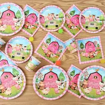 Набор столовых приборов для вечеринки в фермерском стиле Farm Anmial Украшения для дня рождения для детей Jungle Safari Товары для вечеринки Декор для детского душа