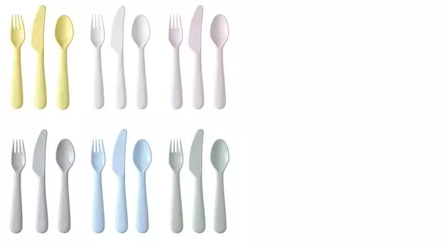 Набор столовых приборов IKEA KALAS для детей 18 предметов (пастельный стиль)