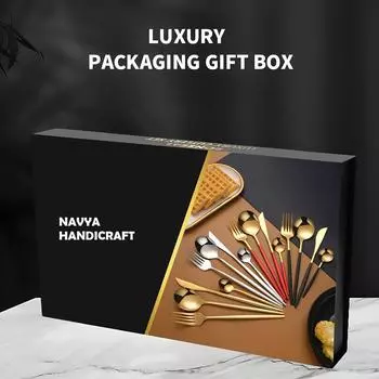 Набор столовых приборов из 24 черных предметов на 6 персон, зеркальная отделка, нержавеющая сталь, премиум-класса, подарки на новоселье