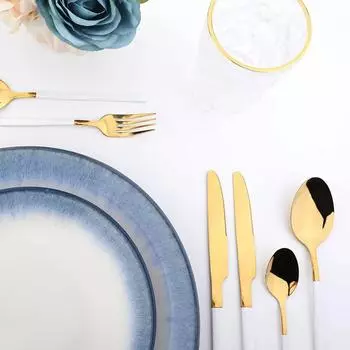 Набор столовых приборов из 24 предметов, столовая посуда из нержавеющей стали, нож, вилка, чайная ложка, столовые приборы, зеркальный набор столовых приборов для кухни