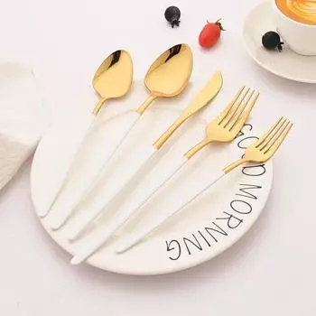 Набор столовых приборов из 30 предметов из нержавеющей стали, столовый нож, десертная вилка, ложка, столовая посуда, столовые приборы из белого золота, кухонное серебро серебряный