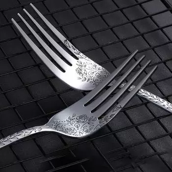 Набор столовых приборов из 5 предметов, набор столовой посуды из нержавеющей стали, вилка, нож, ложка, подарочный набор столовых приборов в западном стиле с гравировкой розового золота