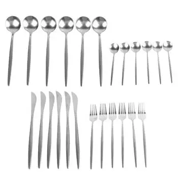 Набор столовых приборов из нержавеющей стали 24 шт. Серебряные винтажные столовые приборы для стейков, кухонные ложки, вилки, ножи L