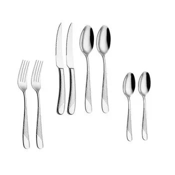 Набор столовых приборов из нержавеющей стали с серебряным покрытием и зеркальной полировкой, медный набор столового серебра, набор столовых приборов цвета розового золота