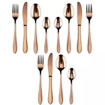Набор столовых приборов из нержавеющей стали с зеркальной полировкой, покрытый розовым золотом, медный набор столового серебра, набор столовых приборов цвета розового золота