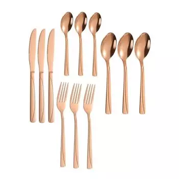 Набор столовых приборов из нержавеющей стали с зеркальной полировкой, покрытый розовым золотом, медный набор столового серебра, набор столовых приборов цвета розового золота