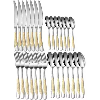 Набор столовых приборов из нержавеющей стали с золотым зеркальным покрытием, медный набор столового серебра, набор столовых приборов цвета розового золота