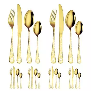 Набор столовых приборов из нержавеющей стали с рисунком черепа, 24 шт., набор столовых приборов, кухонные вилки и ложки для домашней кухни, еда серебряный