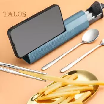 Набор столовых приборов из нержавеющей стали с дорожным футляром. Бесшумный дизайн интерьера. Обед. Доставка еды на ходу. Heavy темно-зеленого