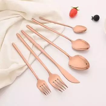 Набор столовых приборов из розового золота, 16 предметов, нож, вилка, кофейная ложка, чай, набор столовых приборов, посуда из нержавеющей стали 18/10, столовые приборы в западном стиле серебряный