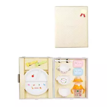 Набор столовых приборов Подарочный набор детских столовых приборов Сделано в Японии Детское питание Мальчики Девочки Малыши Дети Детская одежда Одежда Подарочная белая [MIKI HOUSE] [Упакованная] белый