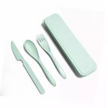 Набор столовых приборов, портативный многоразовый однотонный набор столовых приборов для дома, кемпинга, столовая посуда с футляром для хранения розовый