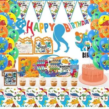 Набор столовых приборов с изображением динозавров Юрского периода, набор воздушных шаров, одноразовая посуда с изображением динозавров, принадлежности для детских дней рождений Glue point 100pcs