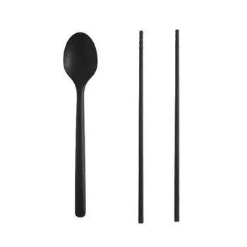 Набор столовых приборов Seven Kitchen из монокремния, черный, ложка + палочки для еды, популярная корейская посуда