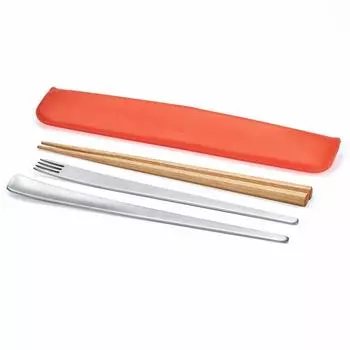 Набор столовых приборов tak Slim Orange Можно мыть в посудомоечной машине Сделано в Японии (ложка, вилка, палочки для еды, контейнер) JTN-0400-OR оранжевый