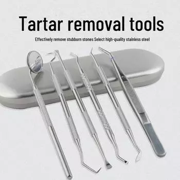 Набор стоматологических инструментов из нержавеющей стали с зеркалом и оральным зондом для удаления зубного камня и чистки зубов