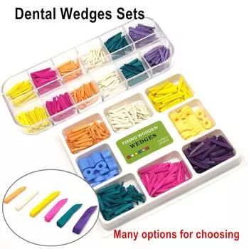 Набор стоматологических клиньев Деревянный клин для межзубной фиксации и 20 шт. Эластичный резиновый клин)Отбеливание стоматологической клиновой матрицы 1 box Orange