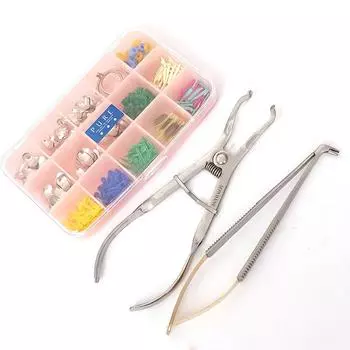 Набор стоматологических металлических матриц, клиньев, матрица, кольцо Дельта, резиновый эластичный клин, пластиковый деревянный клин, держатель матрицы, кольцо, дистрактор, плоскогубцы 1 piece Ring forceps