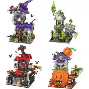 Набор строительных блоков Bricks Halloween Haunted/Freak/Pumpkin/Witch House Easter Model Building Kit Halloween Display No Box