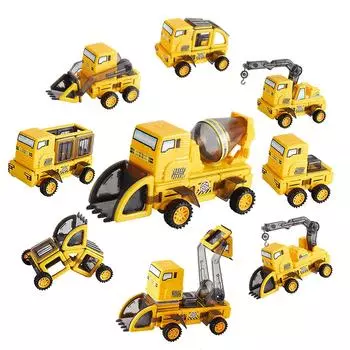Набор строительных машин TYORORO, популярная игрушечная машинка, развивающая игрушечная машинка, сборная игрушка, бетономешалка, бульдозер, экскаватор, магнитный блок жёлтый