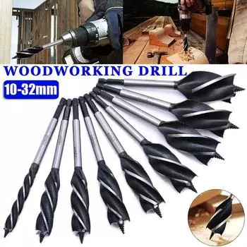 Набор сверл для деревообработки 10-32 мм, сверло для деревообработки, сверло для развертывания, сверло для дерева, высокоуглеродистая сталь, наборы сверл для быстрой резки, деревообработки 4PCs(18-25mm) чёрный