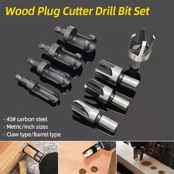 Набор сверл для деревянного дюбеля, шестигранный хвостовик, цилиндрическое/когтевое сверло для деревянного дюбеля, фреза для прямых и конических отверстий, деревообрабатывающий инструмент