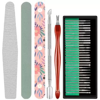 Набор сверл для ногтей и пилочек для ногтей, 30 шт., для фрезы для ногтей, средство для снятия гель-лака, набор инструментов для очистки ногтей, толкатель для кутикулы, вилка, маникюрный набор