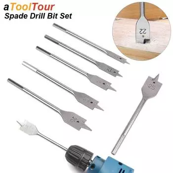 Набор сверл-лопаток Лопатка Плоская расточная двухсторонняя углеродистая сталь Резак для столярного стола Отверстие для деревянной доски ПВХ Деревообработка