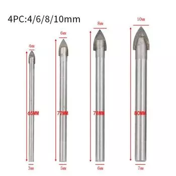 Набор сверл по стеклу 3-14 мм с наконечником из карбида вольфрама, резак для керамической плитки с шестигранным хвостовиком 1/4 , аксессуары для электроинструментов 4pc