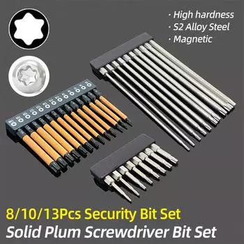 Набор сверл с защитой от несанкционированного доступа, магнитные биты для отверток, шестигранный хвостовик 1/4 дюйма, отвертка из стали S2 50/150 мм, ручной инструмент T6-T40