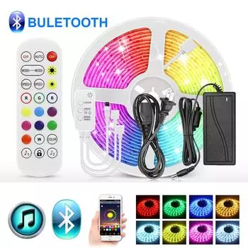 Набор светодиодных лент Bluetooth 5050 RGB Лампа Умные светодиодные ленты Подсветка Светодиодные фонари для дома с вилкой европейского стандарта 1M