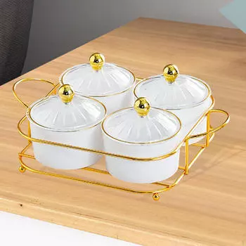 Набор тарелок для сухофруктов, разделенная сервировочная тарелка, 4 решетки, банка для закусок и печенья для свадебной кухни белый