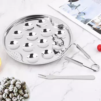 Набор тарелок для улиток, тарелка для морепродуктов, сковорода для такояки, зажим для моллюсков, кухонные принадлежности, посуда, блюдо для еды