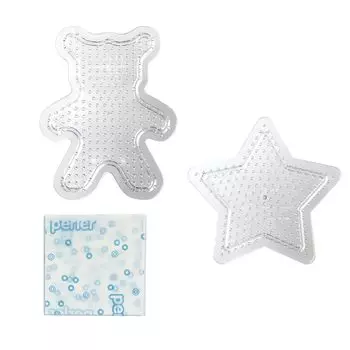 Набор тарелок из бусин Kawada Perler «Медведь и звезда» для детей от 5 лет и старше, железные бусины, игрушка-хобби (прозрачный) 80-30031