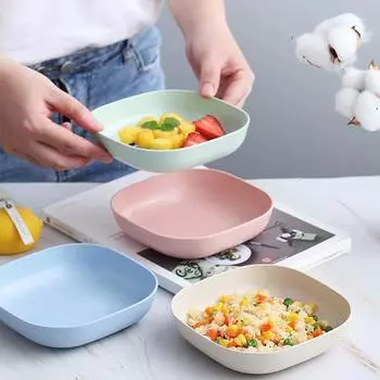 Набор тарелок из пшеничной соломы, круглые тарелки, небьющиеся, легкие, десертные, обеденные тарелки, домашние, для пикника, фруктов, закусок, салатов, детей