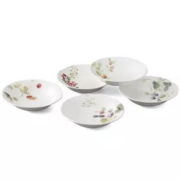 Набор тарелок NARUMI Bowl Lucy Garden 16 см с узором из ягод, набор из 5 стильных рельефных тарелок, подарок на свадьбу, можно разогревать в микроволновке, можно мыть в посудомоечной машине, подарочная коробка