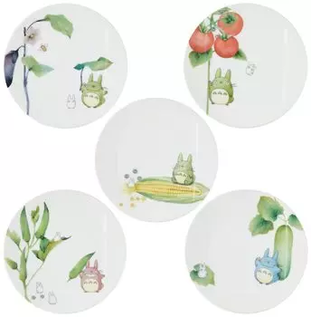 Набор тарелок Noritake My Neighbor Totoro Vegetable Series, подходит для использования в микроволновой печи, можно мыть в посудомоечной машине, 5 предметов, тонкий фарфор (другая картина) 15.5cm