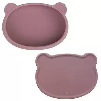 Набор тарелок с крышкой для младенцев Blue Mama Modooi Bear, розовый, 1 комплект, популярные корейские товары для родителей