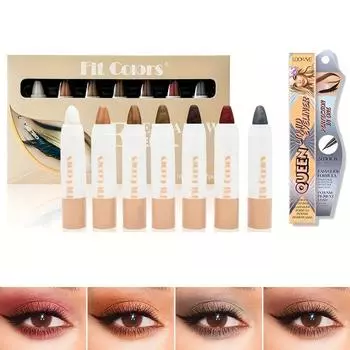 Набор теней для век Ручка-хайлайтер, которую нелегко снять Набор ручек для макияжа глаз поставляется с подводкой для глаз (подводка для глаз/форма Цвет Случайный) Подводка для глаз черная